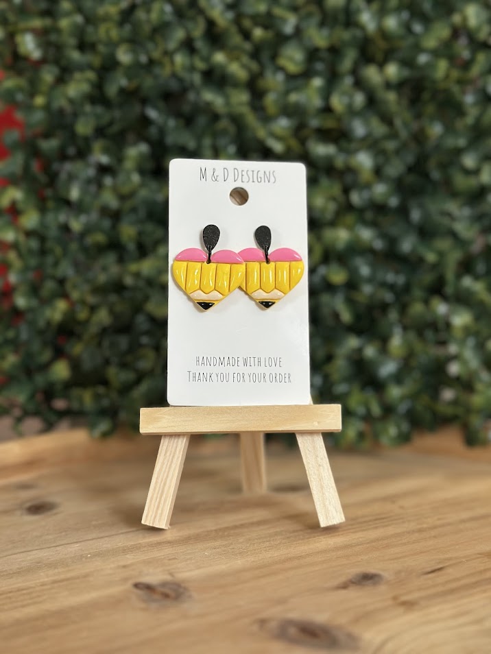 Pencil Heart Dangles