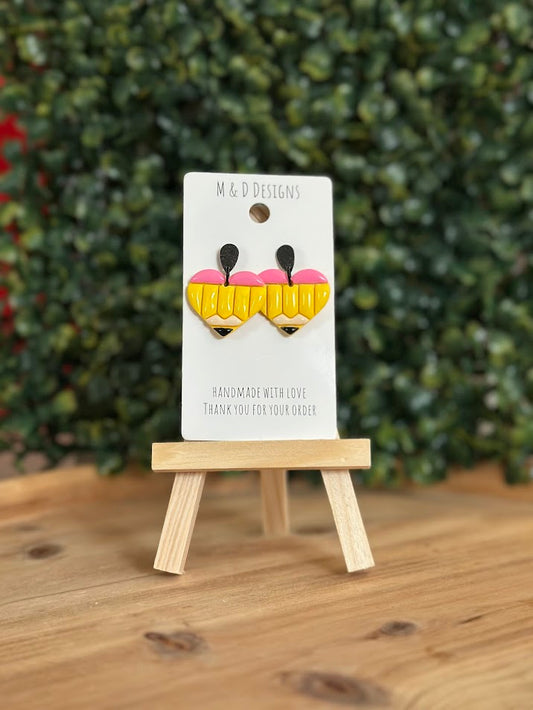 Pencil Heart Dangles